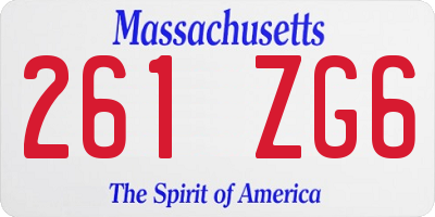 MA license plate 261ZG6