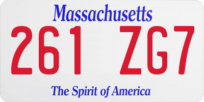 MA license plate 261ZG7