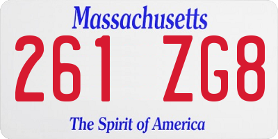 MA license plate 261ZG8