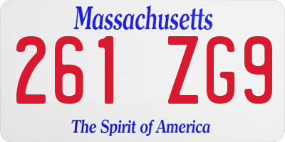 MA license plate 261ZG9