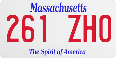 MA license plate 261ZH0