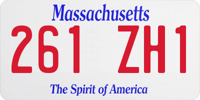 MA license plate 261ZH1