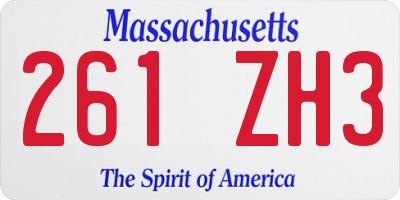 MA license plate 261ZH3