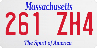 MA license plate 261ZH4