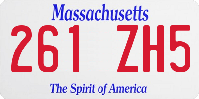 MA license plate 261ZH5