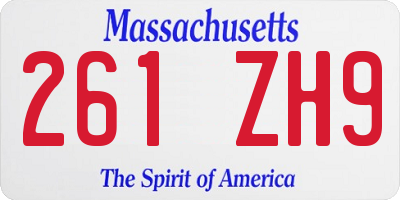 MA license plate 261ZH9