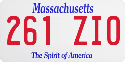 MA license plate 261ZI0