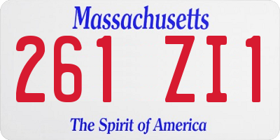MA license plate 261ZI1