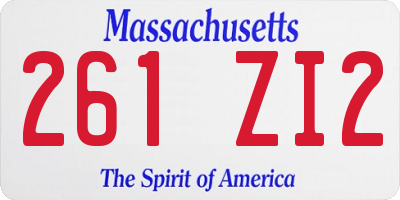 MA license plate 261ZI2