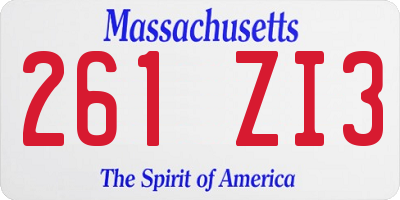 MA license plate 261ZI3