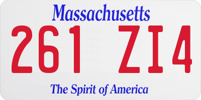 MA license plate 261ZI4