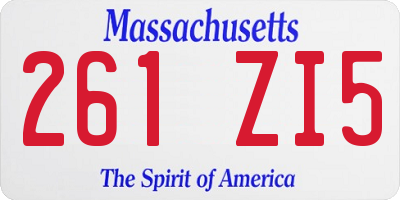 MA license plate 261ZI5