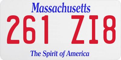 MA license plate 261ZI8