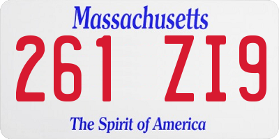 MA license plate 261ZI9