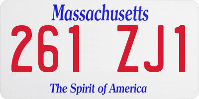 MA license plate 261ZJ1