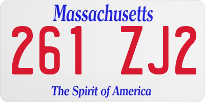 MA license plate 261ZJ2