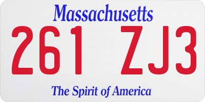 MA license plate 261ZJ3