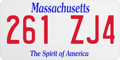 MA license plate 261ZJ4