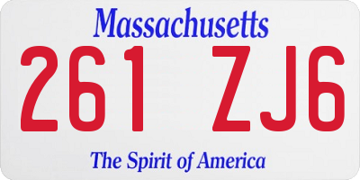 MA license plate 261ZJ6