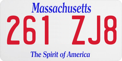 MA license plate 261ZJ8