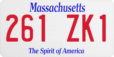 MA license plate 261ZK1