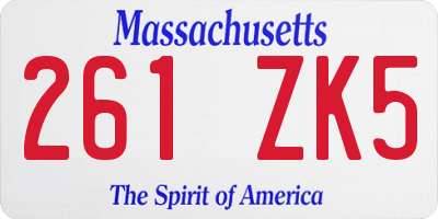 MA license plate 261ZK5