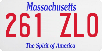MA license plate 261ZL0