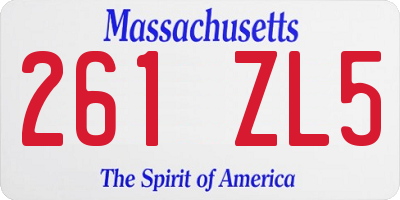 MA license plate 261ZL5