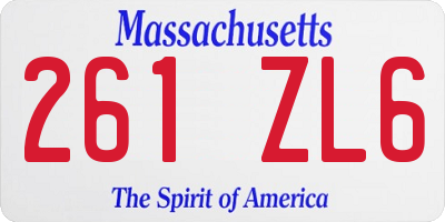 MA license plate 261ZL6