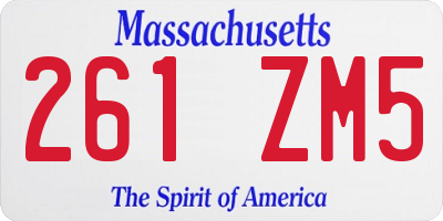 MA license plate 261ZM5