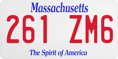 MA license plate 261ZM6