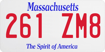 MA license plate 261ZM8