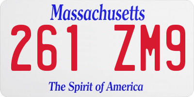 MA license plate 261ZM9