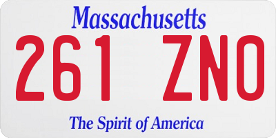 MA license plate 261ZN0