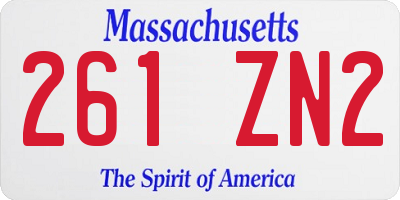 MA license plate 261ZN2