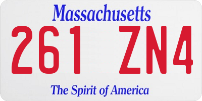 MA license plate 261ZN4