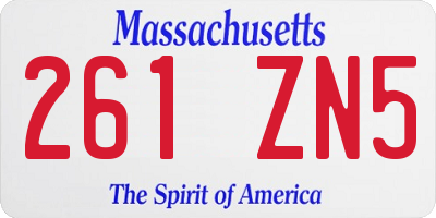 MA license plate 261ZN5