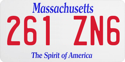 MA license plate 261ZN6