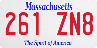 MA license plate 261ZN8
