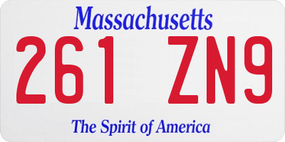 MA license plate 261ZN9