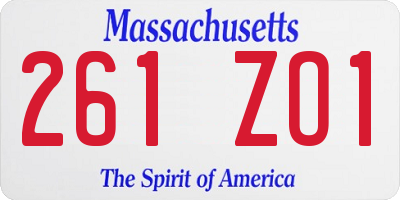 MA license plate 261ZO1