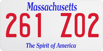 MA license plate 261ZO2