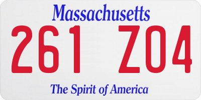 MA license plate 261ZO4