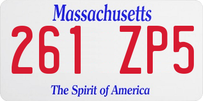 MA license plate 261ZP5