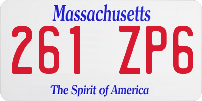 MA license plate 261ZP6