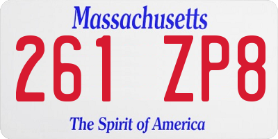 MA license plate 261ZP8