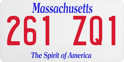MA license plate 261ZQ1