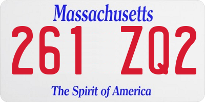 MA license plate 261ZQ2