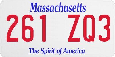 MA license plate 261ZQ3