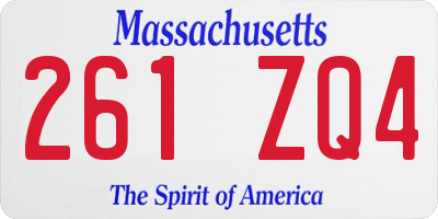 MA license plate 261ZQ4